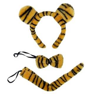  White Tiger Ears, Tail, & Bow Tie Costume Set ~ Halloween Tiger 