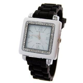  Montres Carlo Womens Silicone Designer Square Watch with 