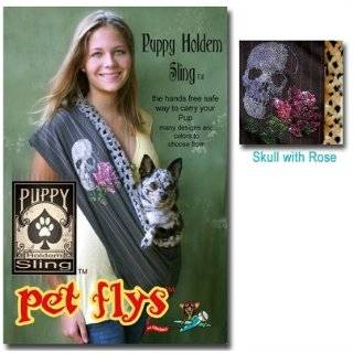  Pet Flys Pet Sling Dog Sling Skull with Rose Brown   Puppy 