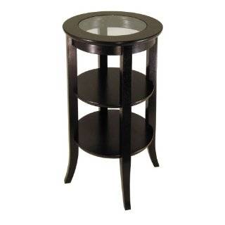  Winsome Genoa Round Wood Coffee Table with Glass Top 