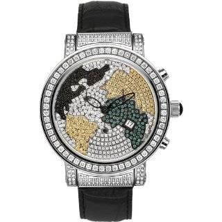 Technocrat Swiss Made Mens Diamond Chronograph Watch Black Leather 