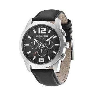   PL 13399JS/02 Trophy Stainless Steel Black Dial Leather Day Date Watch