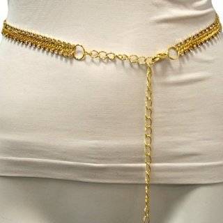  Heavy Gold Tone Metal Triple Link Chain Belt Clothing