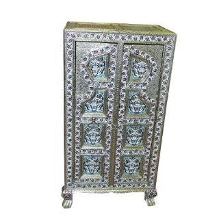  Ganesh Copper Cladded Vastu Antique Armoire Cabinet Chest 