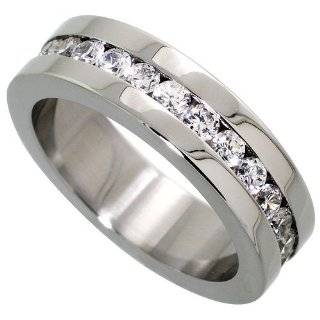  316L Stainless Steel Ring with CZ, Face Width 5mm & Band 