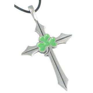 Irish Clover Celtic Cross Real Pewter Pendant Necklace Jewelry 