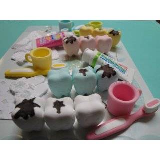 Japanese Iwako Puzzle Erasers Teeth and Dental Tooth Brushes Set