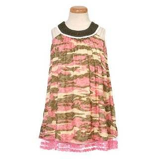   Toddler Little Girls Trendy Pink / Green Camo Print Dress 2T 6X