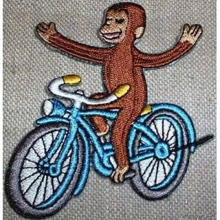 Curious George Monkey Riding Bike Embroidered Iron On Patch CG 3
