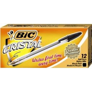 BIC Cristal Stic Ball Pen, Medium Point , 1.0 mm, Black, 12 Pens (MS11 