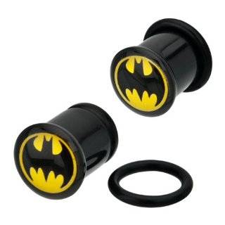Black Acrylic Batman Logo Single Flare Plug   0g   Sold as A Pair
