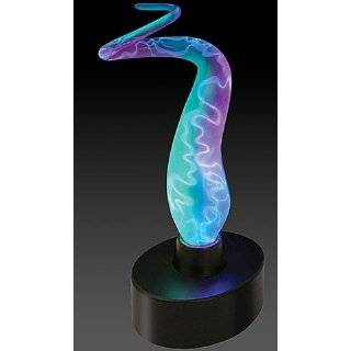 Sculptured Electra Lamp in Blue Glass w Multi Colored Phosphor