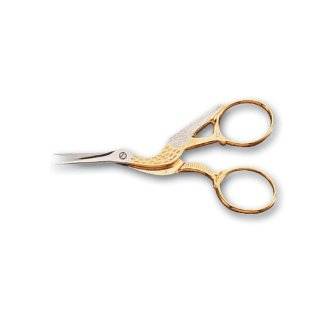 Mundial 3 1/2 Inch Classic Forged Stork Embroidery Scissors, Gold 