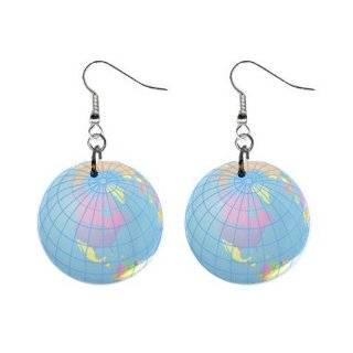  Earth Globe Stud Earrings Enamel & Sterling Everything 