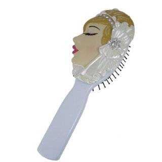 Hair Brush Girls Face Jeweled Hand Painted Red Beauty