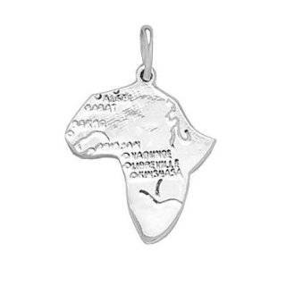  Rembrandt Charms Africa Charm, 14K White Gold Jewelry