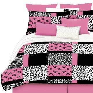 Pink & Black Teen Girls Queen Comforter & Sheet Set (7 Piece Bed In A 