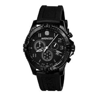 Wenger Mens 77054 Squadron Chrono All Black Rubber Strap Watch