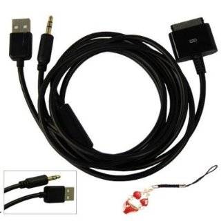 Black USB Line Out Dock Cable 3.5mm AUX Audio Charger Cable for iPod 
