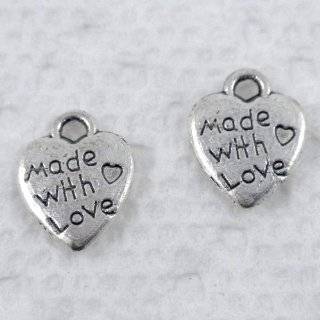 30pcs Tibetan Silver Sweet Heart made with LOVE Charm Drops ~Jewelry 