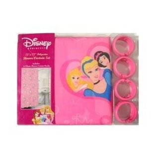 Disney Princess Bathroom Shower Curtain Pink with Hooks