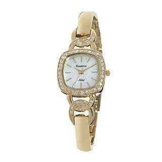 Geneva Womens Petite Gold Tone Nugget Diamond and Ruby Bracelet Watch 