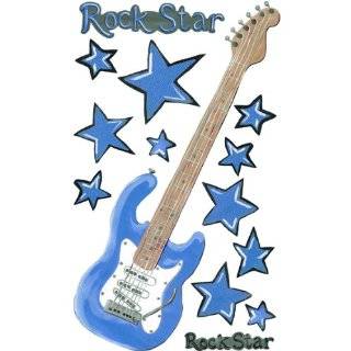Girls Pink Rock Star Sign & 20 Guitar Wall Sticker Decal Rock Star 