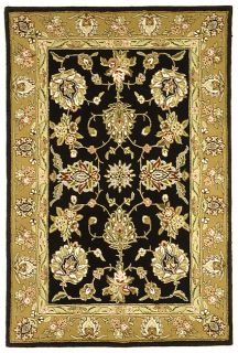 Tabriz Black/ Gold Wool and Silk Rug (8 x 11)
