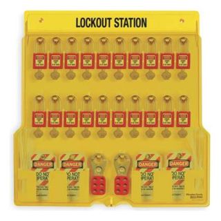 Master Lock 1484BP410 Lockout Station, Filled, 72 Components