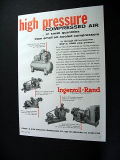 Ingersoll Rand Air Compressors Compressed 1960 Print Ad