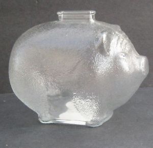 Anchor Hocking Clear Glass Piggy Pig Bank