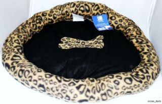 Bow WOW Animal Print Pet Bed Large Fleece Dog Pet Bed 26” x 22” New
