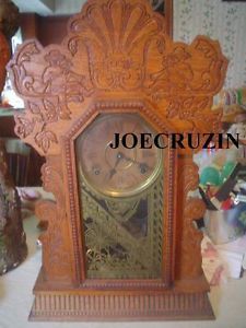 Beautiful Wm Gilbert Wood Gold Decor Pendulum Antique Mantel Clock Connecticut