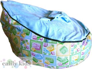 Baby Toddler Kids Portable Bean Bag Seat Alphabet Blocks Pale Blue