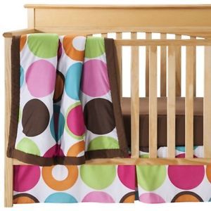 JoJo Modern Designer Polka Dot Baby Girl Room Crib Comforter Bedding Set