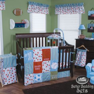 Trend Lab Baby Boy Baseball Football Sport Theme Crib Nursery Bedding Quilt Set