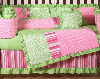 Luxury Boutique Funky Pink Green Baby Girl Crib Bedding Set Sweet JoJo Designs