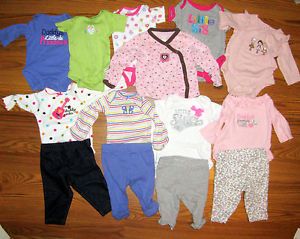 Newborn Baby Girl 14 Piece Clothes Lot Carters Baby Gap Gerber