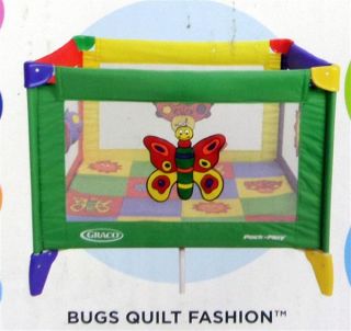 Graco 9261QB Totbloc Pack 'N Play Baby Play Yard Pen w Carry Bag Bugs Quilt
