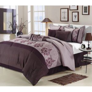 Renaisance Purple Plum 8 Piece Queen Comforter Bed in A Bag Set New