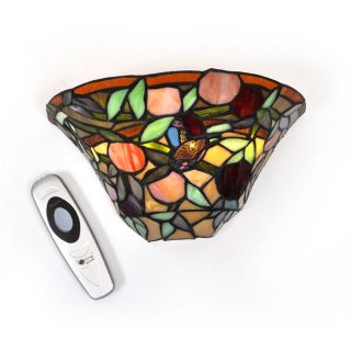 Exciting Lighting Battery Powered LED Stained Glass Fruit Tree Bird Wall Sconce