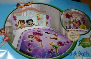 Disney Tinkerbell and Fairy Friends Girls Twin Comforter Pillow Sham New