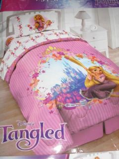 4P Tangled Rapunzel Twin Comforter Sheets Girls Pink Princess Bedding Set Disney