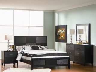 New 4pc Grove Black Finish Wood Bedroom Set