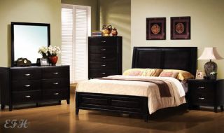 New 4pc Nacey Modern Black Finish Wood Queen Size Bedroom Set