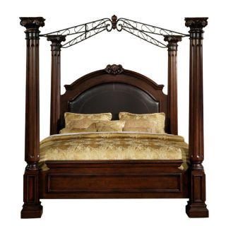Juliet Traditional Queen Poster Canopy Bed Cherry Color Bedroom Set Available