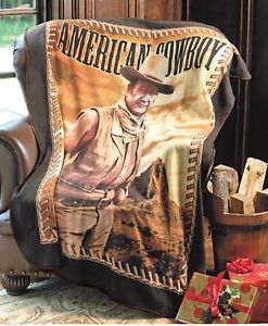 John Wayne American Cowboy Fleece Throw Blanket Western Home Decor