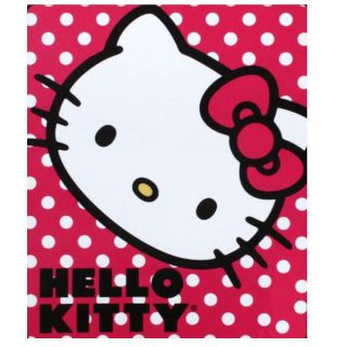 Sanrio Hello Kitty Bedding Soft Warm Red Polka Dot Fleece Throw Blanket 45"X60"