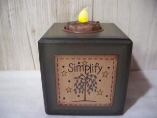 Primitive Simplify Grungy Candle Holder LED Flicker Wax Tealight Battery Willow