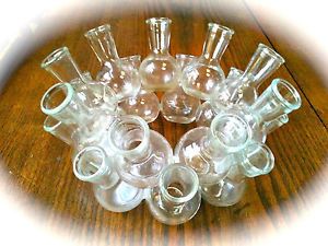 Vintage Multiple Fused 18 Small Mini Crystal Clear Glass Flower Bud Vases Sweet